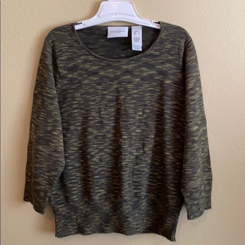 Liz Claiborne Petite Small Cammo Green women’s top